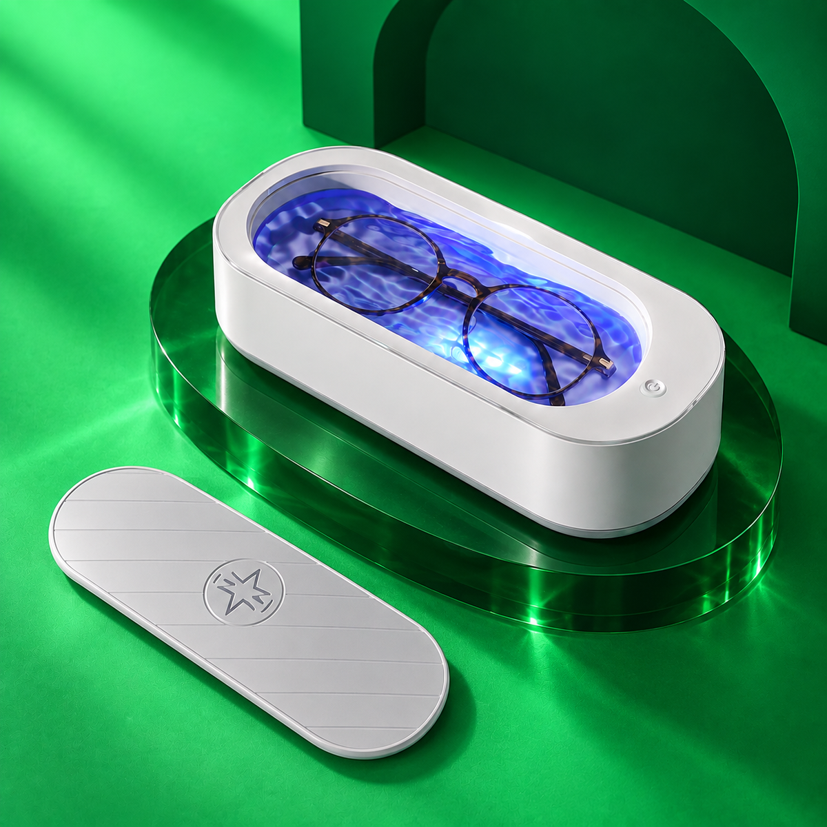 ClearWave ultrasonic cleaner open with its detached lid